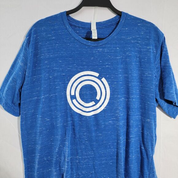 Bella + Canvas Blue T-Shirt White Graphic Crew Neck Short Sleeves Men's Size M - Picture 5 of 8